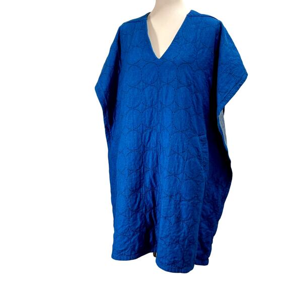 Horses Atelier Blue Geometric Quilted Blanket Kaftan Cover-Up Dress M/L *Flaw - Picture 9 of 9